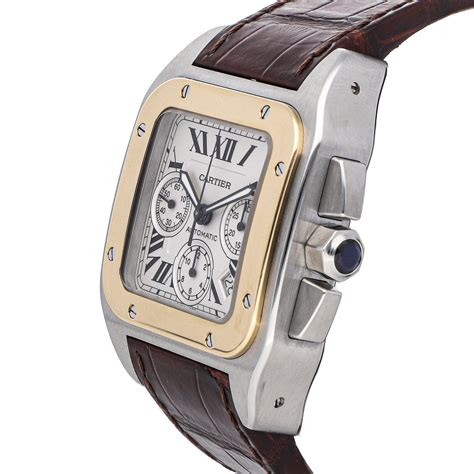 cartier santos 100 stainless steel strap watch|cartier santos quick release strap.